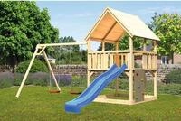 Spielturm Spielhaus Karibu Luis 200 x 200 cm Holz bestehend aus Grundturm, Rutsche, 2
