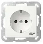 Giersiepen SCHUKO-Steckdose EDV Aufdruck System 55 16A 250V reinwei&szlig; seidenmatt