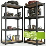 Juskys Lagerregal Easy 2er Set 160x80x40 cm - max. 640 kg - Metall Regale Grau -