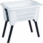W&auml;schekorb mit klappbaren F&uuml;&szlig;en 60 x 40 cm - wei&szlig; - Kunststoff Stand...