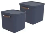 Rotho 2er-Set Aufbewahrungsbox 40L Maloja - Kunststoffbox mit Deckel -...