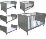 Kinderbett Juniorbett Beistellbett 140x70 cm 3in1 mit Matratze grau - Grau