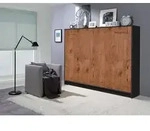 Schrankbett Wandbett Klappbett horizontal HB 140x200 eiche lancelot und schwarz...