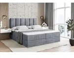 ALTDECOR Boxspringbett mit H3 Matratze und Topper - 140 x 200 cm - BOXI1 - Grau Samt
