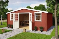 Gartenhaus Outdoor Life Wels 5 inkl. Fu&szlig;boden 548,8 x 420 cm schwedischrot Wei&szlig;