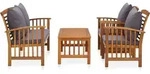 vidaXL 4-tlg. Garten-Lounge-Set mit Auflagen Massivholz Akazie - Grau