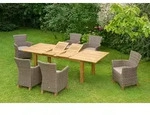 Merxx Toskana Set 13tlg. Natur - 6 Sessel inkl. Kissen, 1 Doppelausziehtisch -...