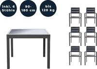 HOME DELUXE - Gartentisch ausziehbar - VERANO - ca. 90 (180) x 90 x 75 cm - inkl. 6