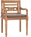 vidaXL Batavia-St&uuml;hle 2 Stk. mit Dunkelgrauen Kissen Massivholz Teak - Grau