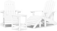 vidaXL Adirondack-Gartenst&uuml;hle mit Hocker & Tisch HDPE Wei&szlig;