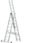 DRABEST | Leiter - PRO Serie - Aluminium Leiter - 3-teilig - 9 Stufen -