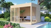 Pavillon Bertilo Unico 2 inkl. Fu&szlig;boden 337 x 234 cm natur