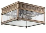 Deckenleuchte HOLBORN E27 2x60W IP44 Solides Messing Dunkle Bronze, Glas klar