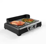 Tragbarer Elektrogrill 2000 W &ndash; 2 Grillzonen &ndash; Grillfl&auml;che 43 x 27 cm - Schwarz