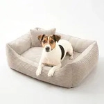 4L Textil MOLLY Hundebett aus Cord mit erh&ouml;htem Rand, abnehmbarer waschbarer Bezug,