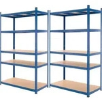 ECD Germany 2er Set Werkstattregal Schwerlastregal 200x100x50 cm, Blau, aus