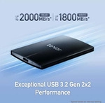 Lexar LSL500X004T-RNBNG, 4 TB, USB Typ-C, USB 3.2 Gen 2x2, 2000 MB/s,...