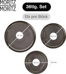 Moritz & Moritz VIDA 36tlg Tafel Service Anthrazit Geschirr Set - Grau