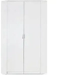 Eckkleiderschrank - Alpinwei&szlig; - 117 x 199 cm - 2 T&uuml;ren - begehbar - Wei&szlig;