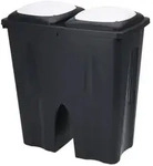 Duo M&uuml;lleimer 50 Liter schwarz mit Push Deckel in wei&szlig; - 2x 25 L - Kunststoff