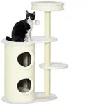 PawHut Kratzbaum 100 cm Katzenturm mit Kratztonne f&uuml;r Katzen Cremewei&szlig; - Wei&szlig;