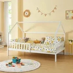 Hausbett &lsquo;Ydre&rsquo; mit Rausfallschutz Holz 120 x 200 cm Wei&szlig; - Wei&szlig;