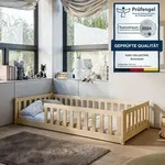 Kinderbett Bodenbett 80x180 cm Bett mit Rausfallschutz & Lattenrost Montessori Bett
