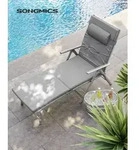 SONGMICS Gartenliege, 6 cm dicker Matratze,Aluminium, atmungsaktiv grau - Grau