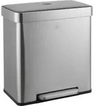 SVITA LT2X30 M&uuml;lleimer 60l Treteimer 2 F&auml;cher mit Deckel Silber - Silber