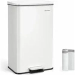 Songmics M&uuml;lleimer K&uuml;che 40L Stahl Weiss inkl. M&uuml;llbeutel - Wei&szlig;