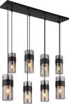 Globo Lighting H&auml;ngeleuchte Metall schwarz matt, Glas rauchfarben, Kabel Textil