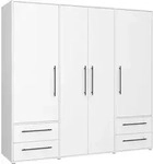 Forte Jupiter Schrank 200/210 3-t&uuml;rig mit 2 Schubladen Wei&szlig; 206x59x200cm - Wei&szlig;