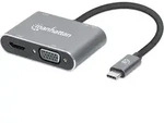 MANHATTAN USB-C auf HDMI & VGA 4in1 Konverter Power Delivery - Grau