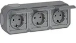 Legrand Plexo NEW Steckdose 3-fach IP44 Aufputz grau horizontal/vertikal - Grau