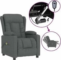 vidaXL Massagesessel Elektrisch Dunkelgrau Stoff