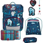 Scout Schulranzen LED Neo Set 4-teilig White Unicorn dunkelblau - Dunkelblau