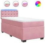 vidaXL Boxspringbett mit Matratze Rosa 100x200 cm Samt - Rosa