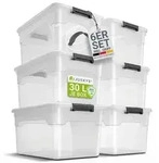 Juskys Aufbewahrungsbox mit Deckel - 6er Set Kunststoff Boxen 30l - Box gro&szlig;,