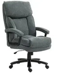 HOMCOM B&uuml;rostuhl, Ergonomisch Schreibtischstuhl mit Wippfunktion, Leinenoptik - Grau