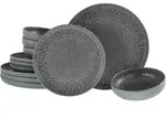 CreaTable, 21621, Uno Volcano Dark, Tellerset 12-tlg, Steinzeug - Grau