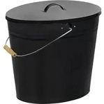 Ascheeimer mit Deckel matt/schwarz 12,5 L - Schwarz