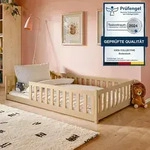 Bodenbett Bett mit Rausfallschutz & Lattenrost Montessori Bett Kinder Gitterbett