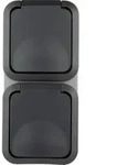 REV Komplett Doppelsteckdose AquaStorm Hellgrau, Schwarz 0004080400 (0004080400) -