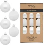 Weihnachtskugeln Glas 6cm 30 St&uuml;ck - Pure White - Wei&szlig;