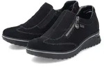 Rieker Damen Echtleder Slipper schwarz, Damen:36 EU - Schwarz - 36