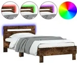 vidaXL Bettgestell mit Kopfteil & LED-Leuchten R&auml;uchereiche 100x200 cm - Braun