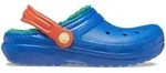 Crocs Classic Lined Clog Kids Kinder Pantoffel mit Futter Blau (Blue Bolt/Multi),