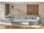 Wohnlandschaft Sofa U-Form Modulsofa-Set 6-teilig SANDE Stoff Alpine Hellgrau - Grau