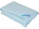 RIBECO Ballonbett LEON , silberwei&szlig;e Ente 100% Federn , 155x220 cm , blau extrawarm