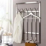 WOHNLING Wandgarderobe Metall Silber 60x100x7,5 cm Design Flurgarderobe Stahl